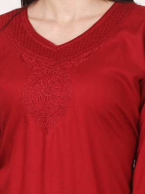 Red plain viscose kurti 5