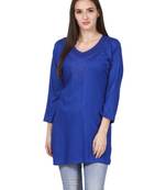 Blue plain viscose kurti