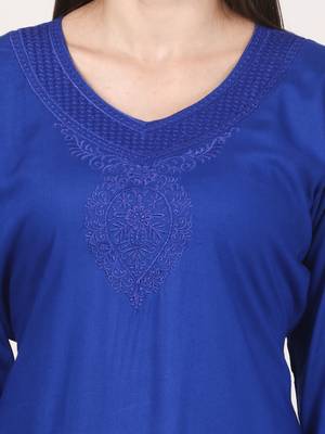 Blue plain viscose kurti 5