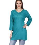 Green plain viscose kurti