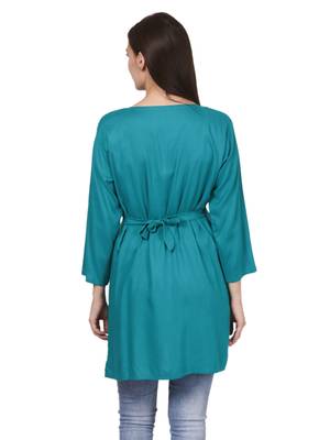 Green plain viscose kurti 2