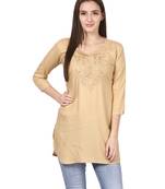 Beige plain viscose kurti