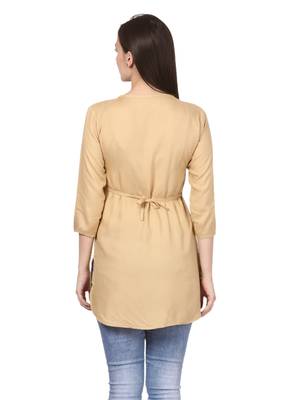 Beige plain viscose kurti 2