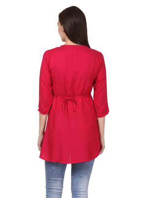 Pink plain viscose kurti 2