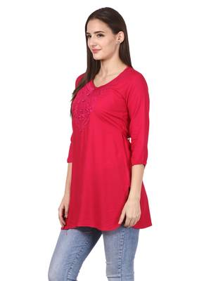 Pink plain viscose kurti 3