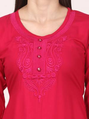 Pink plain viscose kurti 5