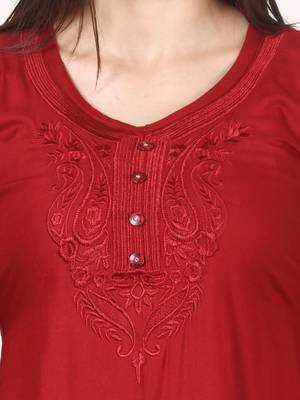 Red plain viscose kurti 5