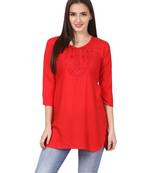 Orange plain viscose kurti