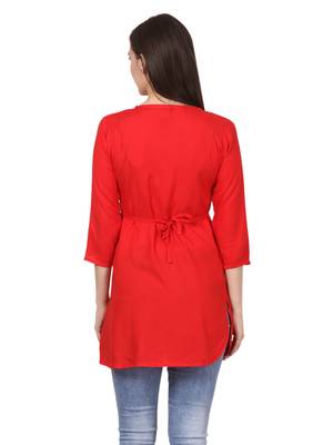 Orange plain viscose kurti 2