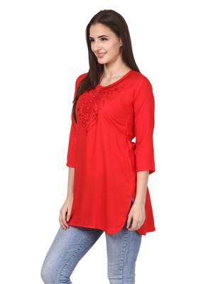 Orange plain viscose kurti 3