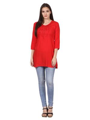 Orange plain viscose kurti 4