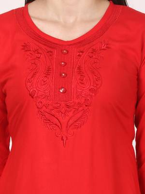 Orange plain viscose kurti 5
