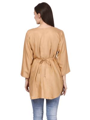 Beige plain viscose kurti 2
