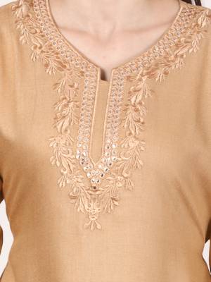 Beige plain viscose kurti 5