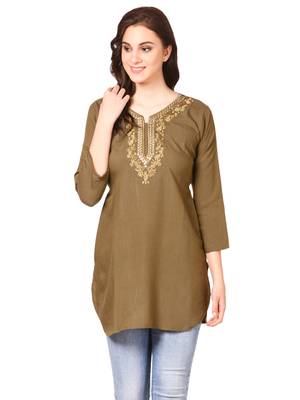 Brown plain viscose kurti 1