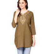 Brown plain viscose kurti
