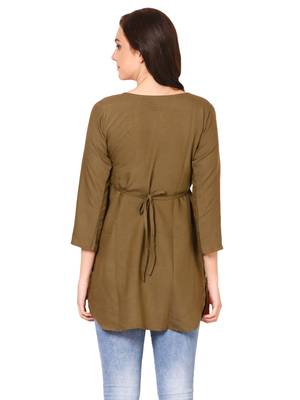 Brown plain viscose kurti 2