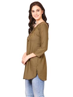 Brown plain viscose kurti 3