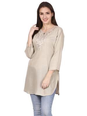 Grey plain viscose kurti 1