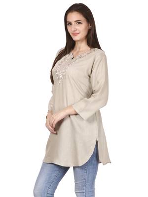 Grey plain viscose kurti 3