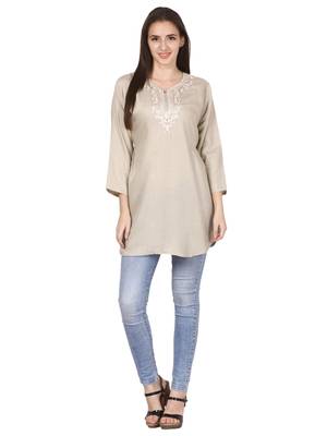 Grey plain viscose kurti 4