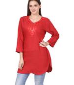 Red plain viscose kurti