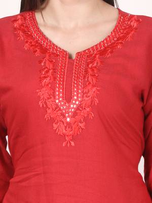 Red plain viscose kurti 5