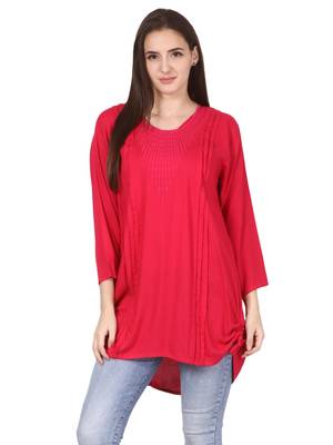 Pink plain viscose kurti 1