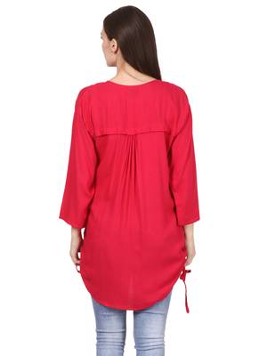 Pink plain viscose kurti 2