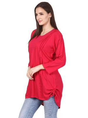 Pink plain viscose kurti 3