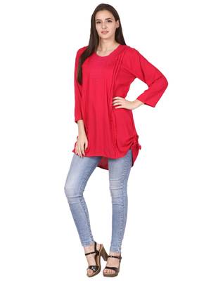 Pink plain viscose kurti 4