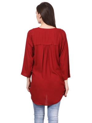 Red plain viscose kurti 2
