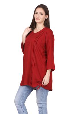 Red plain viscose kurti 3