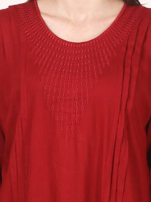Red plain viscose kurti 5