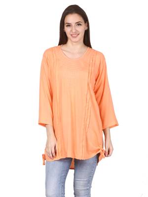 Orange plain viscose kurti 1
