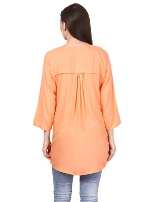 Orange plain viscose kurti 2