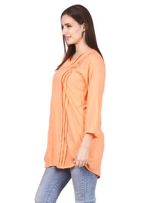 Orange plain viscose kurti 3