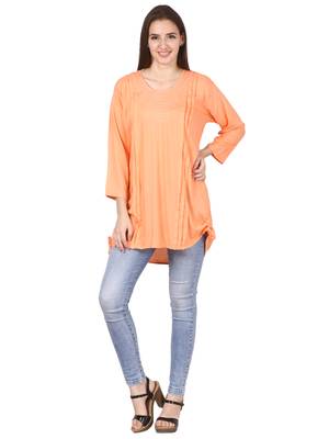 Orange plain viscose kurti 4