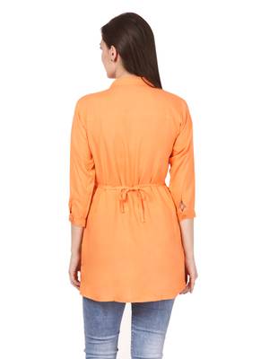 Orange plain viscose kurti 2