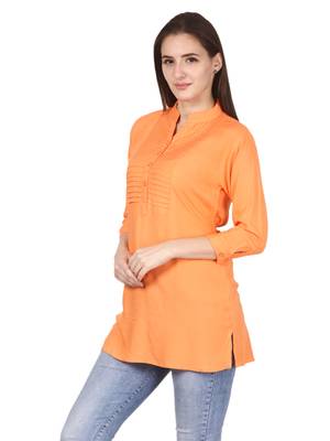 Orange plain viscose kurti 3