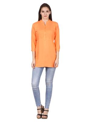 Orange plain viscose kurti 4