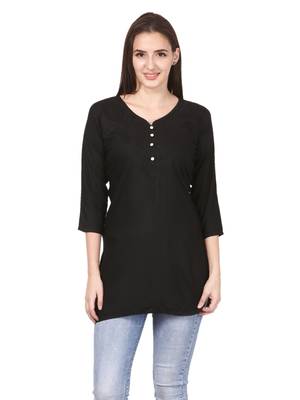 Black plain viscose kurti 1