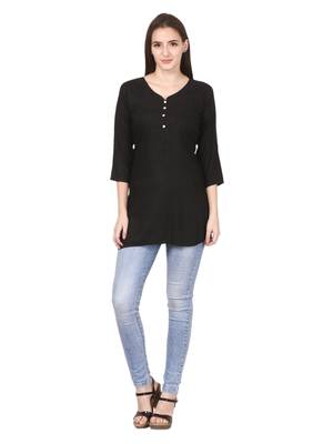 Black plain viscose kurti 4