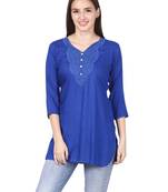 Blue plain viscose kurti