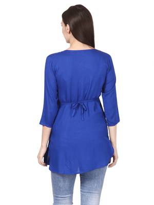 Blue plain viscose kurti 2