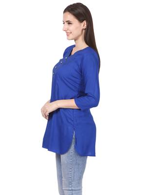 Blue plain viscose kurti 3