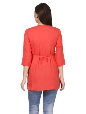 Red plain viscose kurti 2