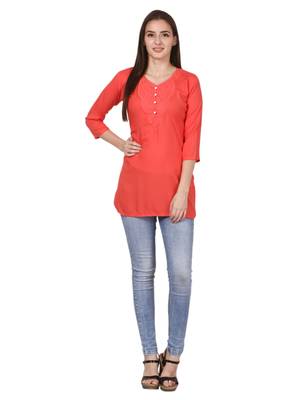 Red plain viscose kurti 4