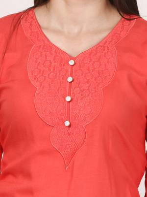 Red plain viscose kurti 5