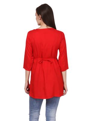 Red plain viscose kurti 2